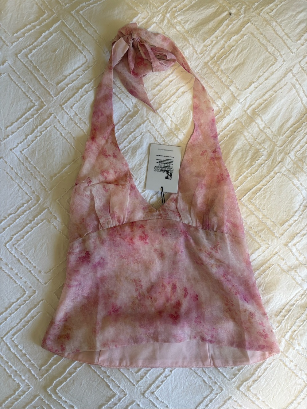 2/$30 Princess Polly Pink Tie-Neck Floral Halter Camisole